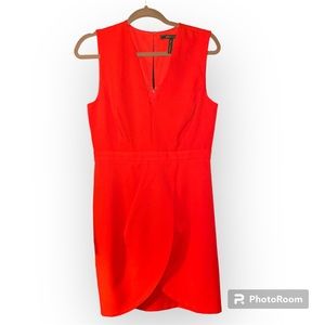 BCBG MAXAZRIA Bright Poppy Red Cocktail Tulip Hem Dress Size 8